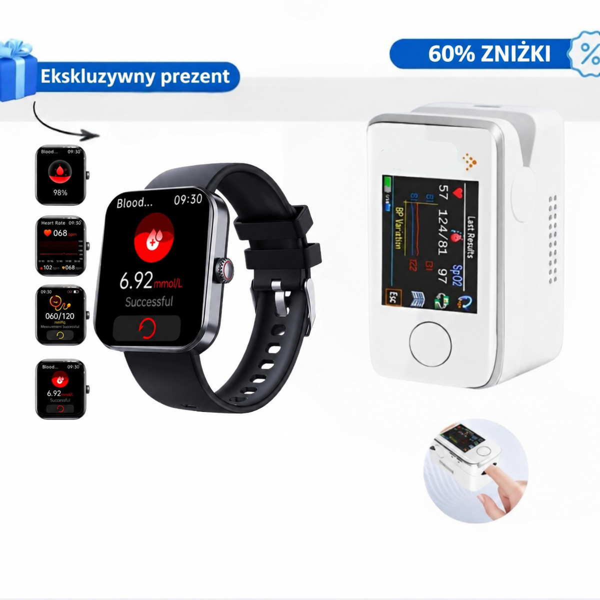 Wielofunkcyjny glukometr + smartwatch – KUP 1, A DRUGI OTRZYMASZ GRATIS